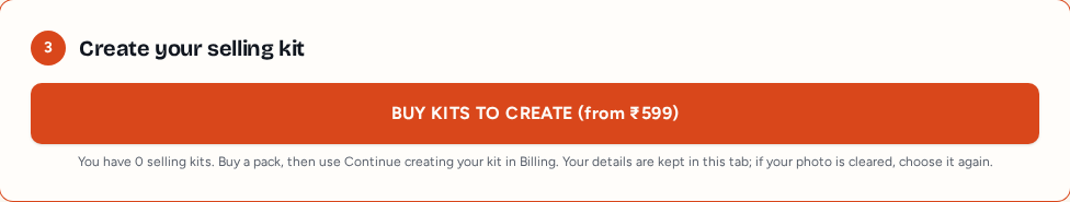 Step 3 with the Buy kits to create button for a zero-kit account