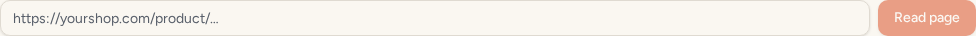 Product URL field and Read page button